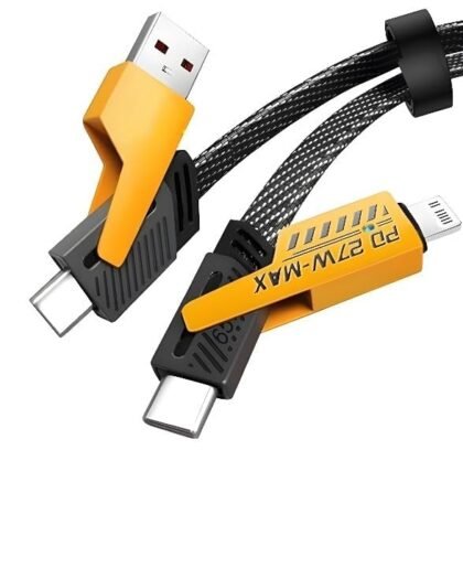 4 in 1 Metal Flat Braided 3.3ft 65W  Indestructible Cable