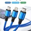 3 in 1 mobile charging cable braided