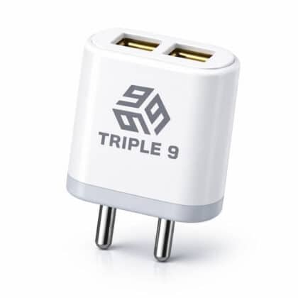 Fast Charging Adapter – Triple 9 Dual USB 3.2A Charger with Cable