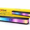 CYOMI Aqua 798 RGB soundbar placed on desk with ambient lighting, modern speaker for music and entertainment