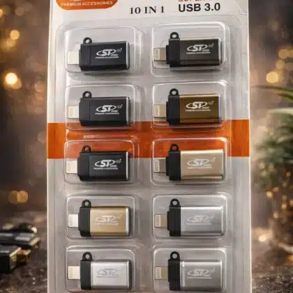 Lightning OTG connector for iPhone with USB flash drive attached