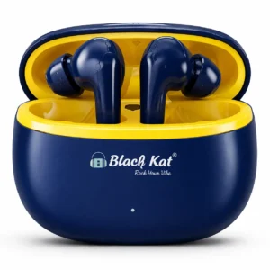 Black Kat Gun blue wireless earbuds with charging case 98 hours backup