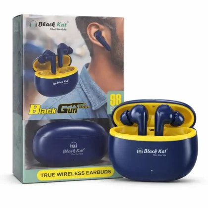 Black Kat Gun series wireless earbuds with charging case for music and calling