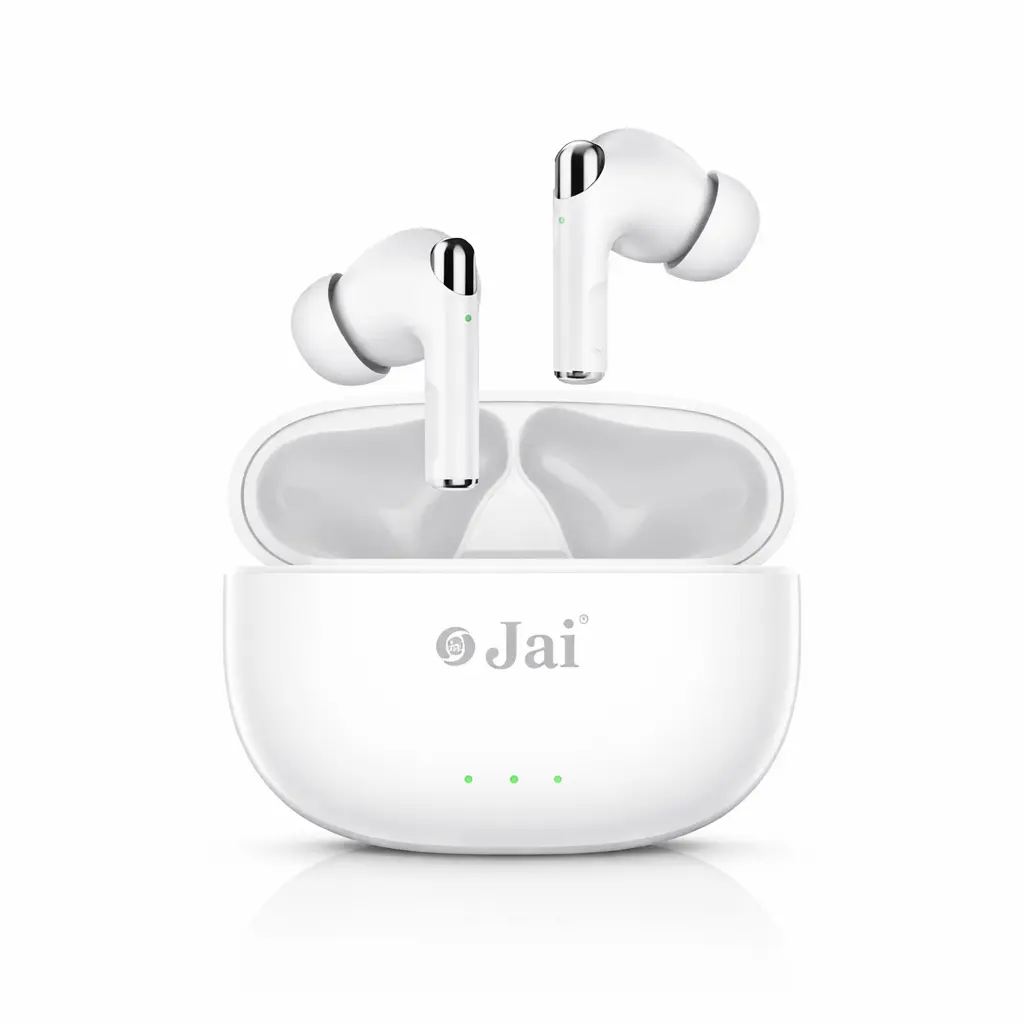 Jai Air X1 wireless earbuds with case front view