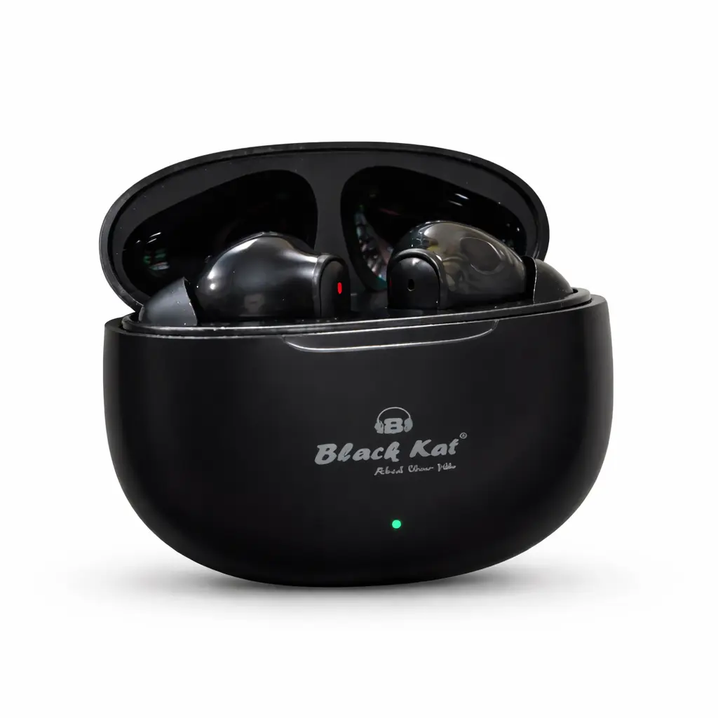 Black Kat Bullet Series Wireless Earbuds White TWS with Charging Case