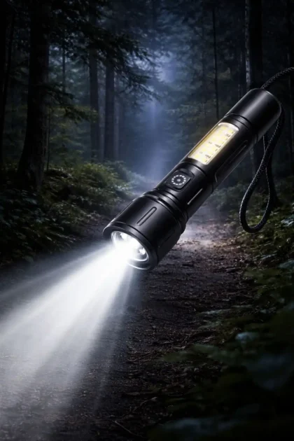 Signature rechargeable LED flashlight torch with side COB light