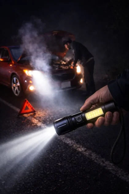 High power emergency LED torch with portable black body