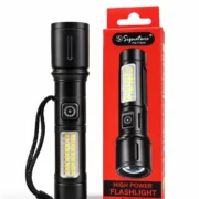 Signature rechargeable LED flashlight torch with side COB light