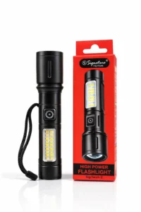 Signature rechargeable LED flashlight torch with side COB light