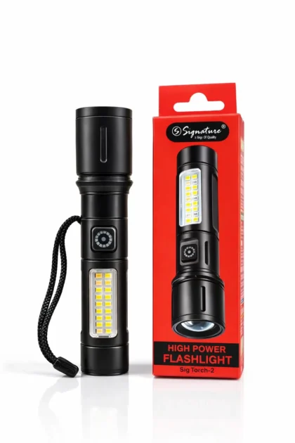 Signature rechargeable LED flashlight torch with side COB light